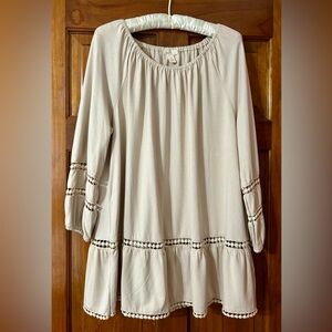Cupio Cream Tunic with Crochet Accents